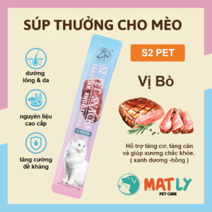 Súp thưởng S2 Pet Snack (trọng lượng 15g/thanh) là món ăn vặt dạng kem mềm mịn dành cho
